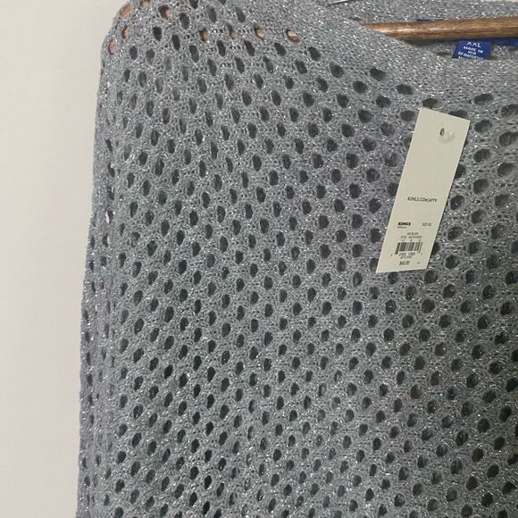 NWT Women’s Silver Gray open weave dolman sweater pullover crew neck Size XXL - Picture 2 of 3